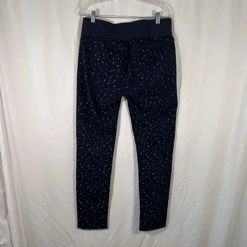 Chico's Pants Women's 8 Blue Animal Print Textured Cotton Blend Pockets